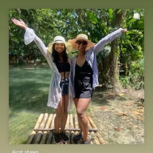 On the White River on a sunny day rafting Jamaica@Moon Palace