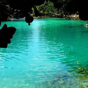 The Blue Lagoon is one of the most popular tourist attractions, located on the east coast of Efate Island in Vanuatu.